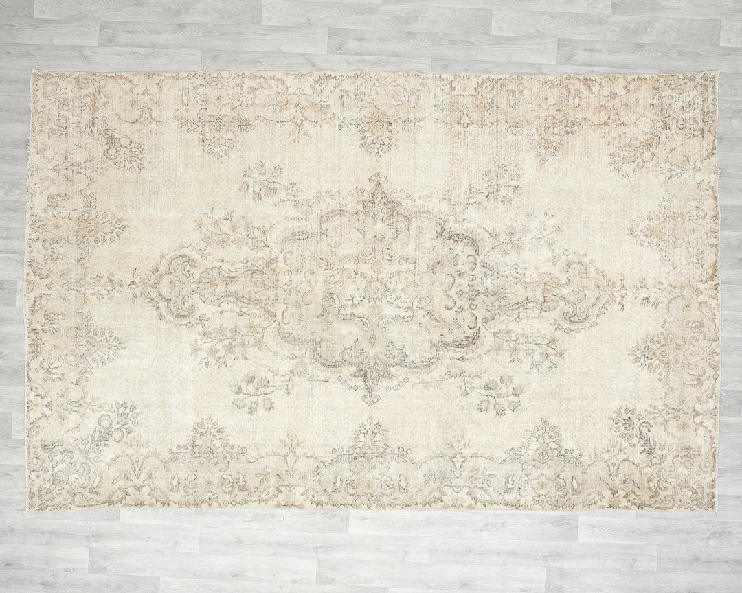 Beige Turkish Oushak Rug 6'9" x 9'10" Hand-Knotted view 9