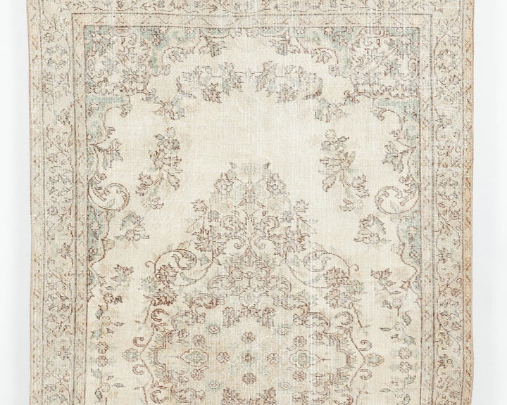 Beige Turkish Oushak Rug 8' 11" x 5' 4" Hand-Knotted | No. VR39429