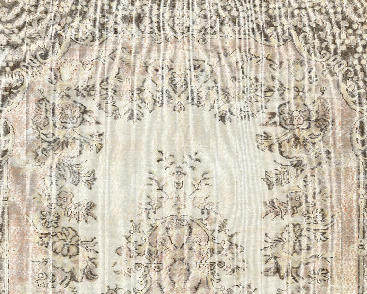 Beige Turkish Oushak Rug 5'7" x 9'4" Hand-Knotted | No. VR39655