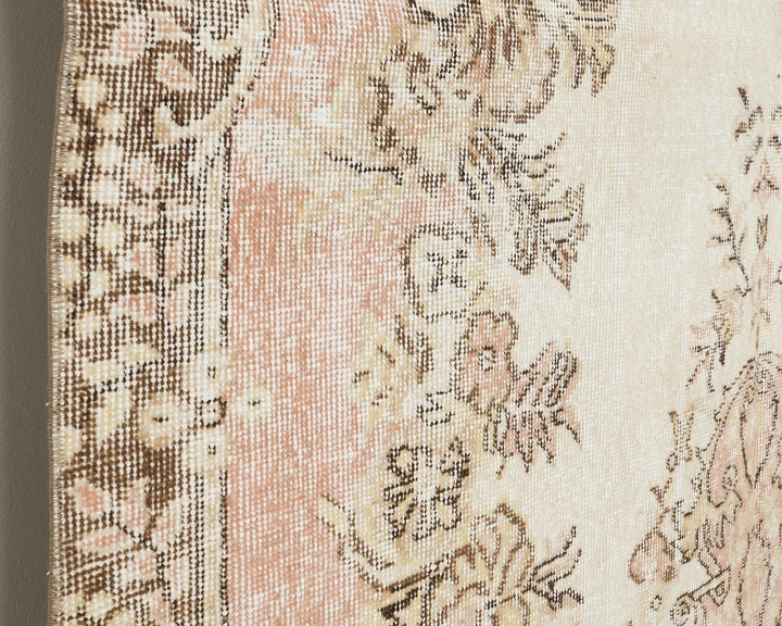 Beige Turkish Oushak Rug 5'7" x 9'4" Hand-Knotted | No. VR39655