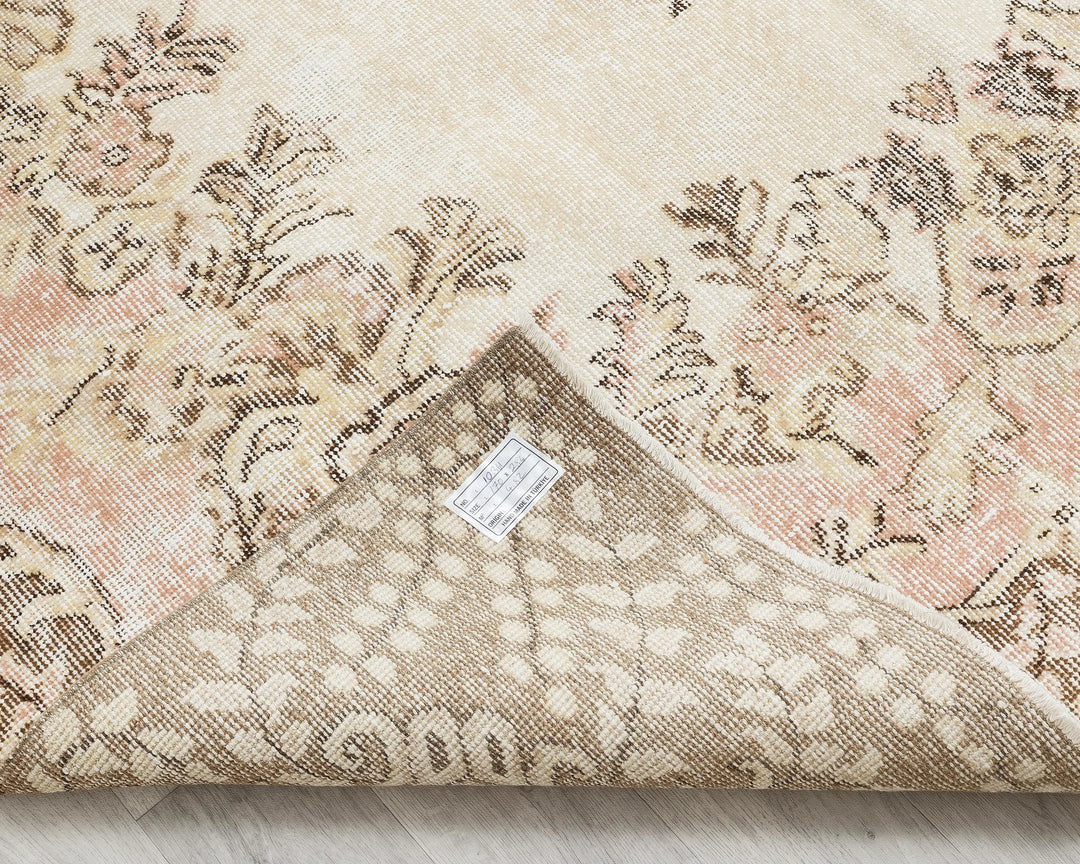Beige Turkish Oushak Rug 5'7" x 9'4" Hand-Knotted | No. VR39655