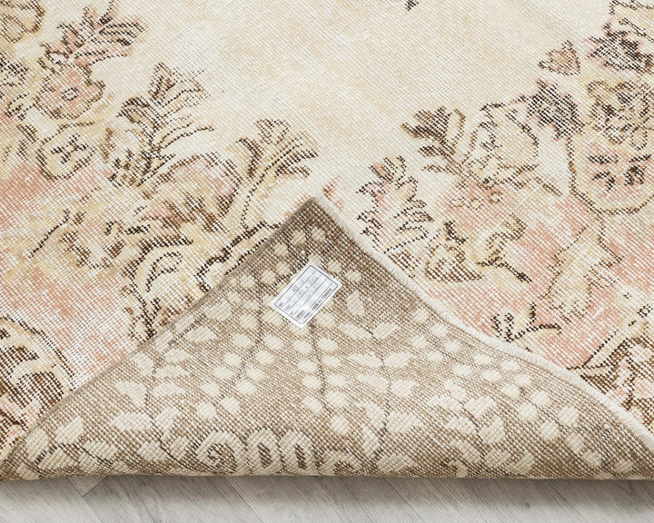 Beige Turkish Oushak Rug 5'7" x 9'4" Hand-Knotted | No. VR39655