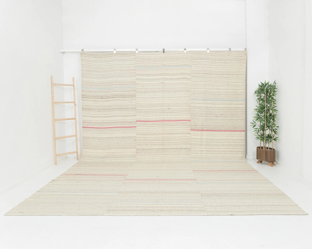 Beige Turkish Kilim Rug 10' x 13' 2" Flat-Weave | No. VR39841