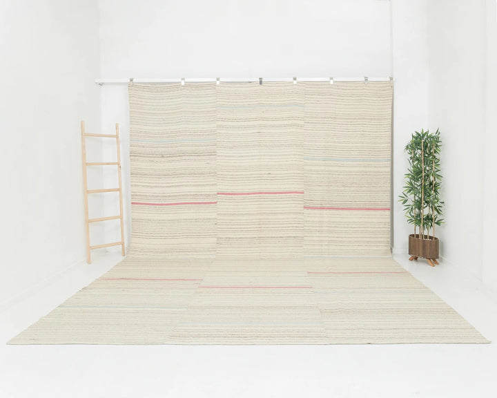Beige Turkish Kilim Rug 10' x 13' 2" Flat-Weave | No. VR39841