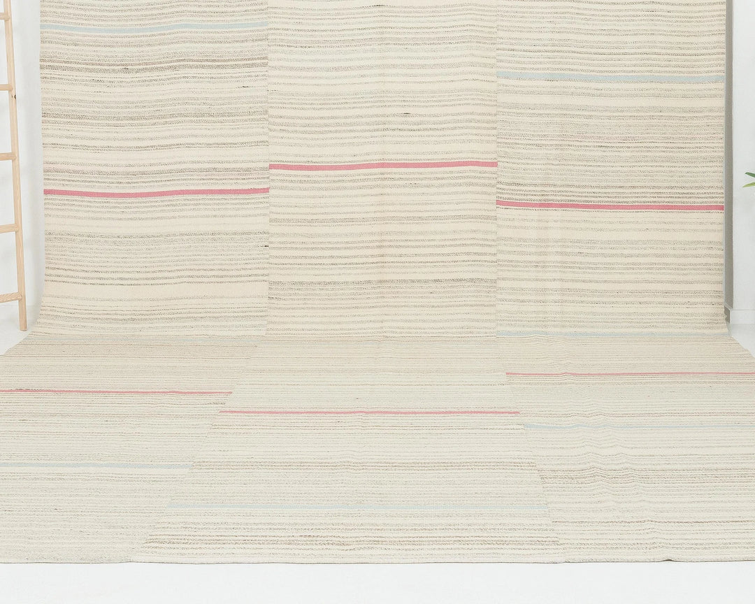 Beige Turkish Kilim Rug 10' x 13' 2" Flat-Weave | No. VR39841