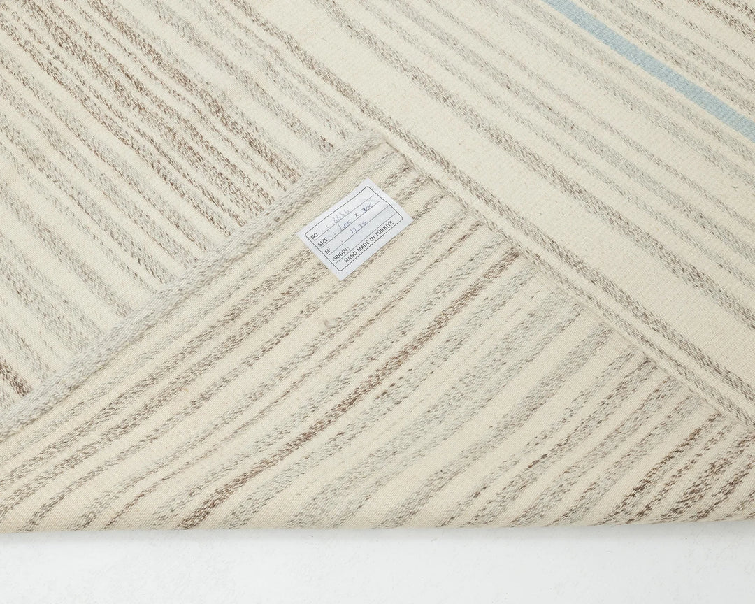 Beige Turkish Kilim Rug 10' x 13' 2" Flat-Weave | No. VR39841
