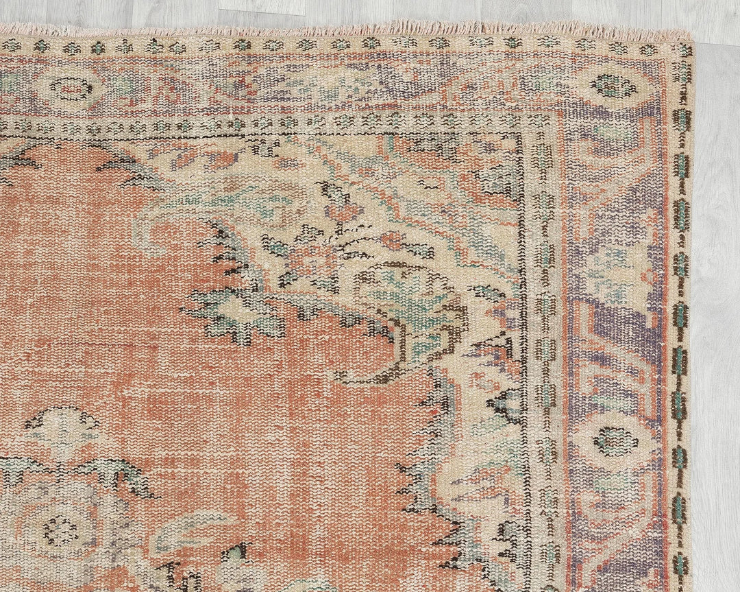 Multicolor Turkish Oushak Rug 5'6" x 9'2" Hand-Knotted | No. VR39869