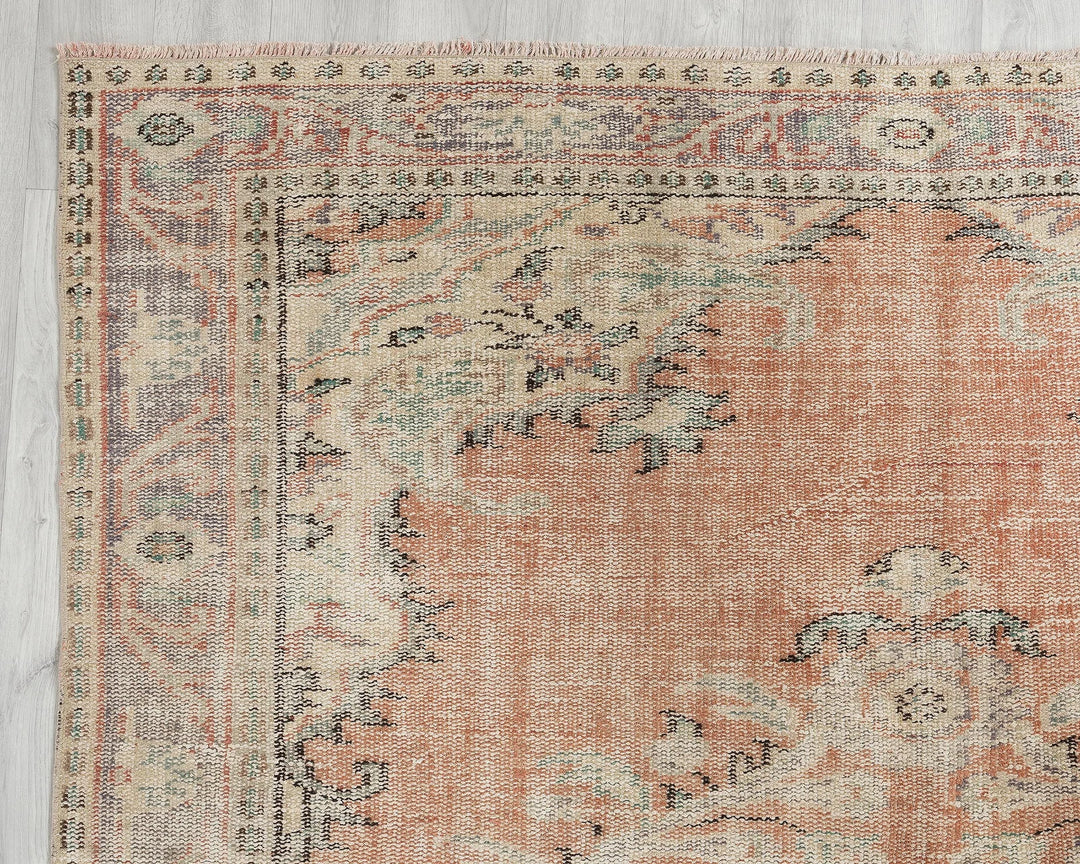 Multicolor Turkish Oushak Rug 5'6" x 9'2" Hand-Knotted | No. VR39869