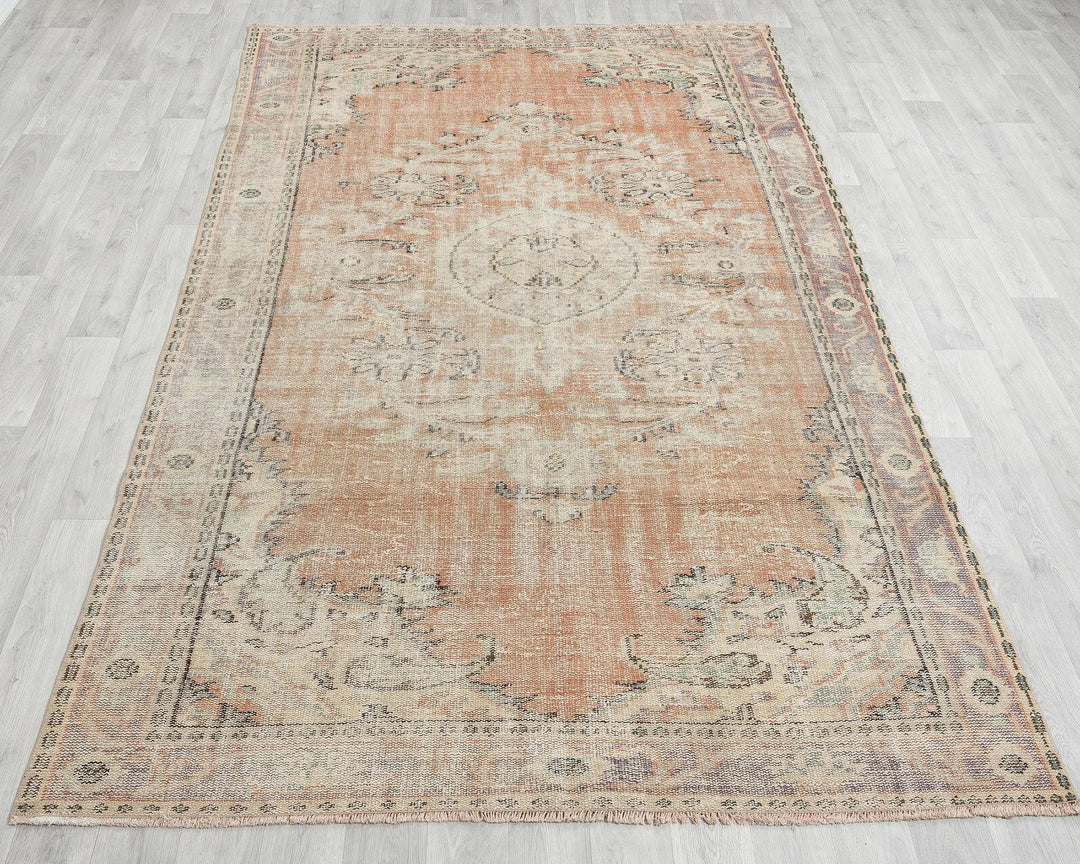Multicolor Turkish Oushak Rug 5'6" x 9'2" Hand-Knotted | No. VR39869