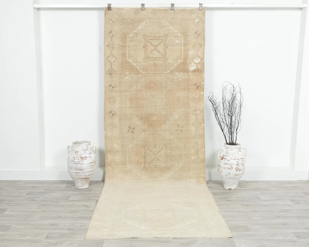 Multicolor Turkish Oushak Rug 3' 11" x 11' 1" Hand-Knotted | No. VR39941