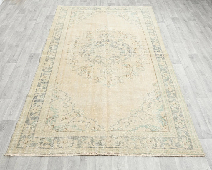 Beige Turkish Oushak Rug 5' 2" x 8' 7" Hand-Knotted | No. VR40112