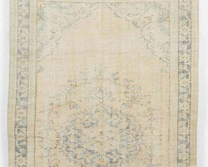 Beige Turkish Oushak Rug 5' 2" x 8' 7" Hand-Knotted | No. VR40112