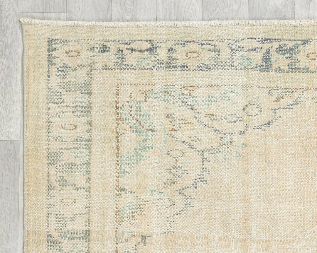 Beige Turkish Oushak Rug 5' 2" x 8' 7" Hand-Knotted | No. VR40112