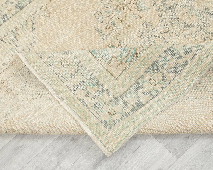 Beige Turkish Oushak Rug 5' 2" x 8' 7" Hand-Knotted | No. VR40112