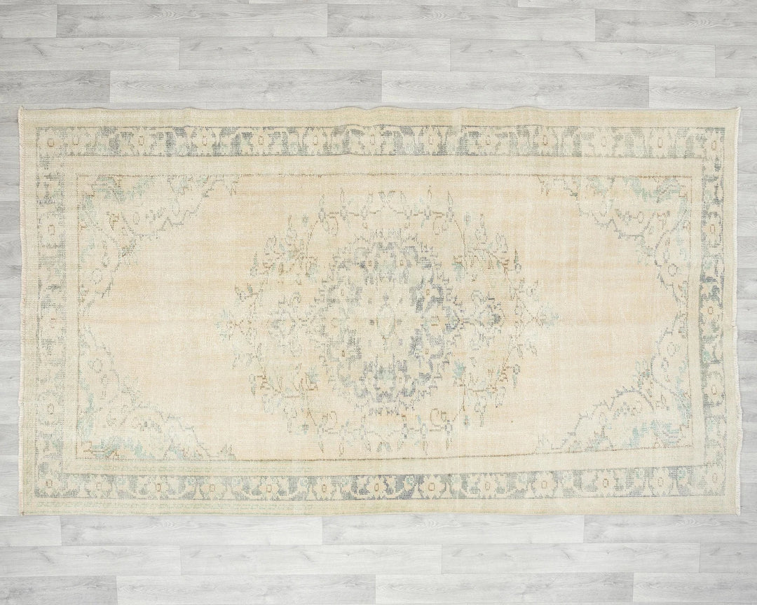Beige Turkish Oushak Rug 5' 2" x 8' 7" Hand-Knotted | No. VR40112