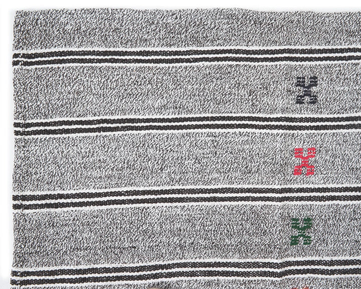 Gray Turkish Kilim Rug 5' 5" x 6' 9" Flat-Weave | No. VR40170