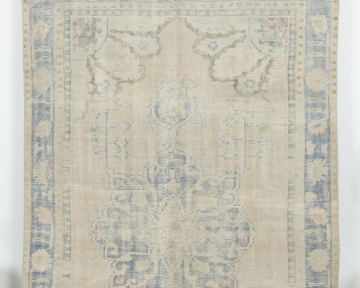 Beige Turkish Oushak Rug 5' 7" x 8' 11" Hand-Knotted | No. VR40172