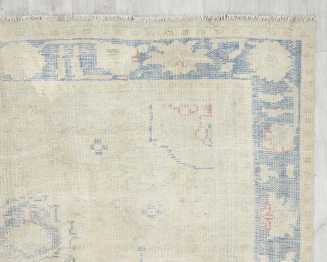Beige Turkish Oushak Rug 5' 7" x 8' 11" Hand-Knotted | No. VR40172