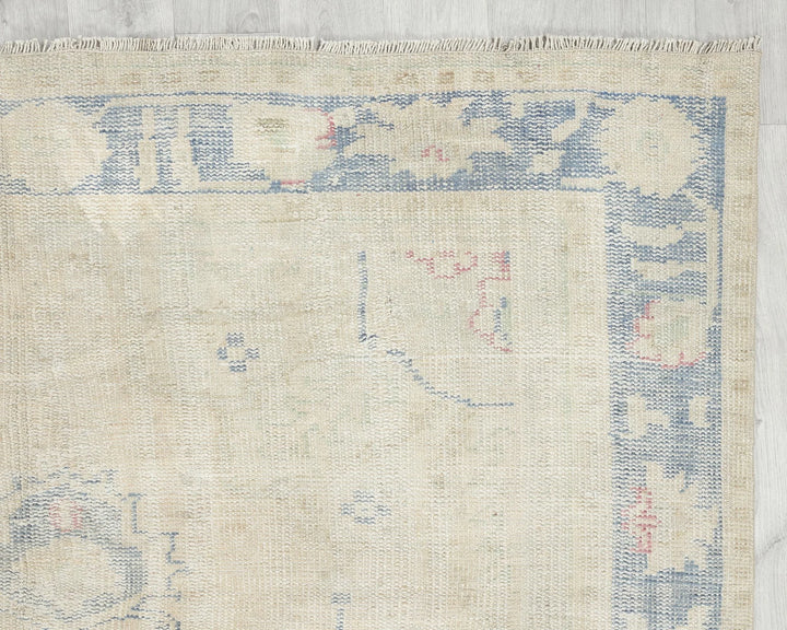 Beige Turkish Oushak Rug 5' 7" x 8' 11" Hand-Knotted | No. VR40172