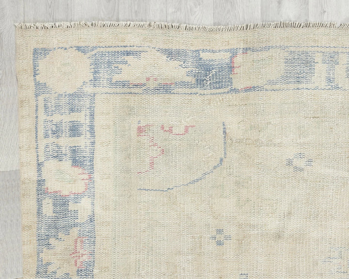 Beige Turkish Oushak Rug 5' 7" x 8' 11" Hand-Knotted | No. VR40172
