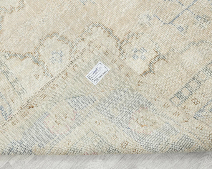 Beige Turkish Oushak Rug 5' 7" x 8' 11" Hand-Knotted | No. VR40172