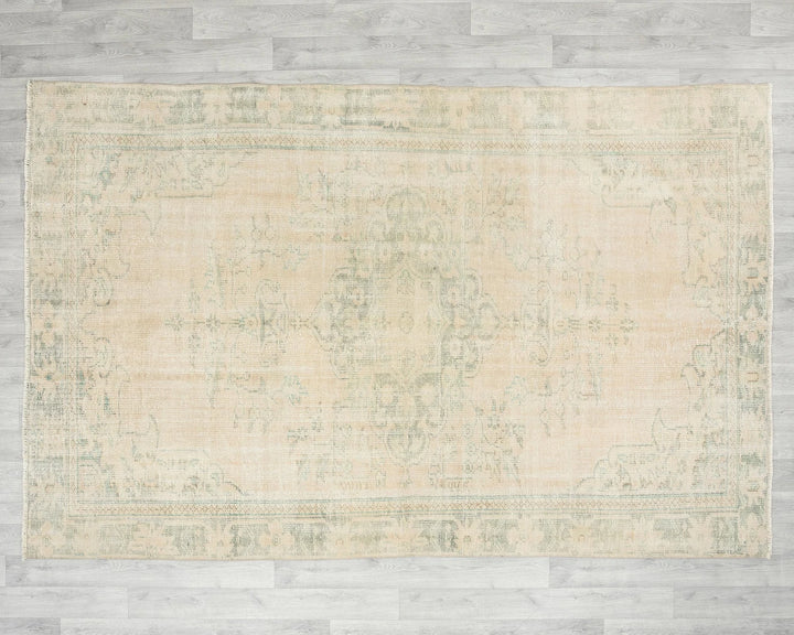 Beige Turkish Oushak Rug 5' 11" x 8' 10" Hand-Knotted | No. VR40196