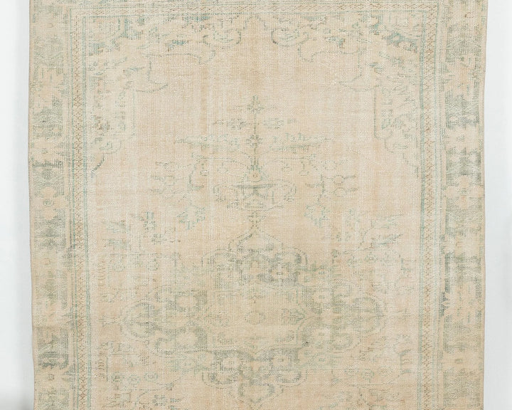 Beige Turkish Oushak Rug 5' 11" x 8' 10" Hand-Knotted | No. VR40196