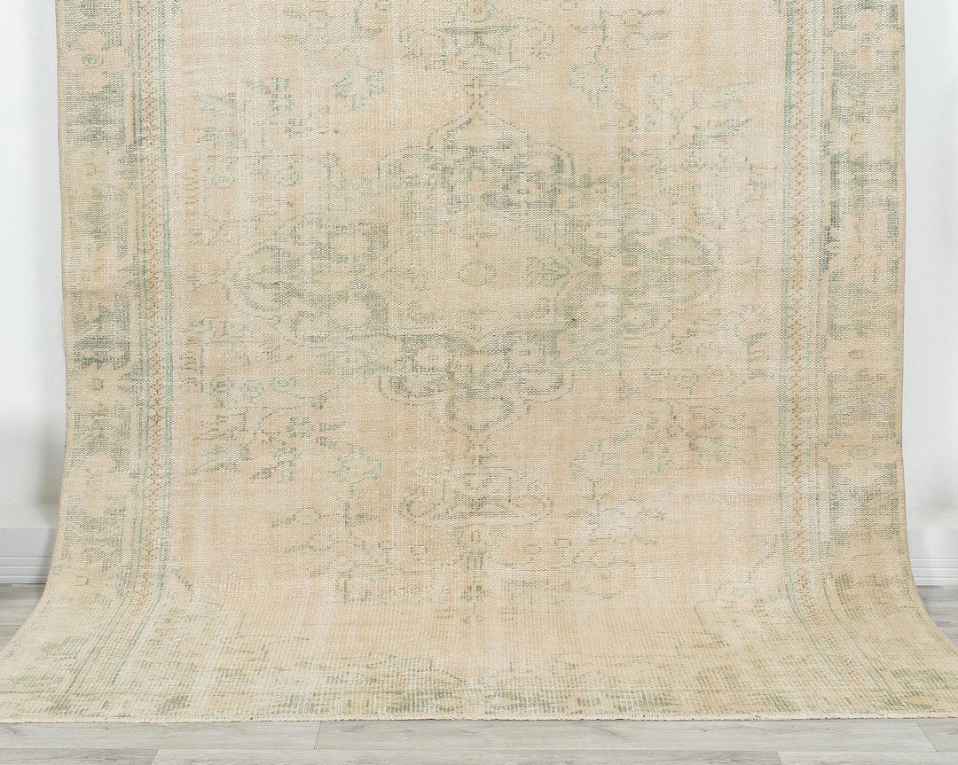 Beige Turkish Oushak Rug 5' 11" x 8' 10" Hand-Knotted | No. VR40196