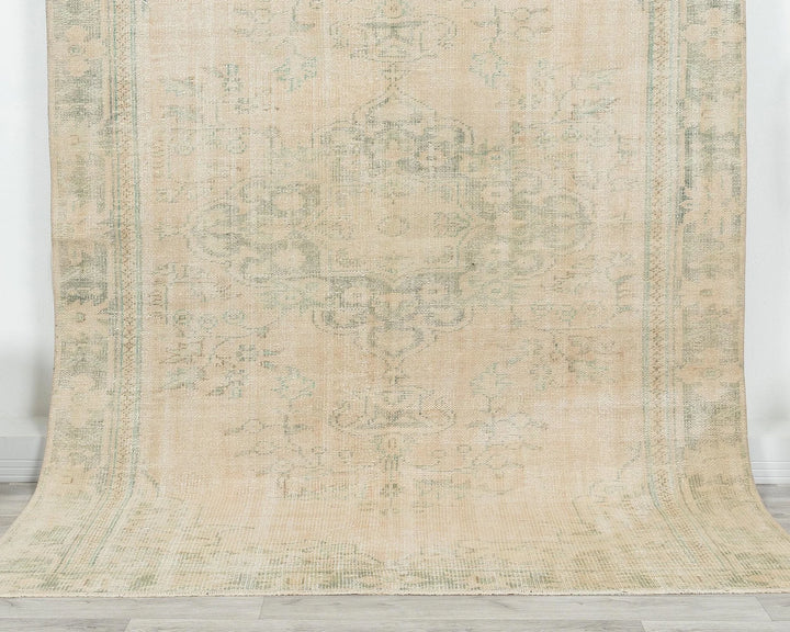 Beige Turkish Oushak Rug 5' 11" x 8' 10" Hand-Knotted | No. VR40196