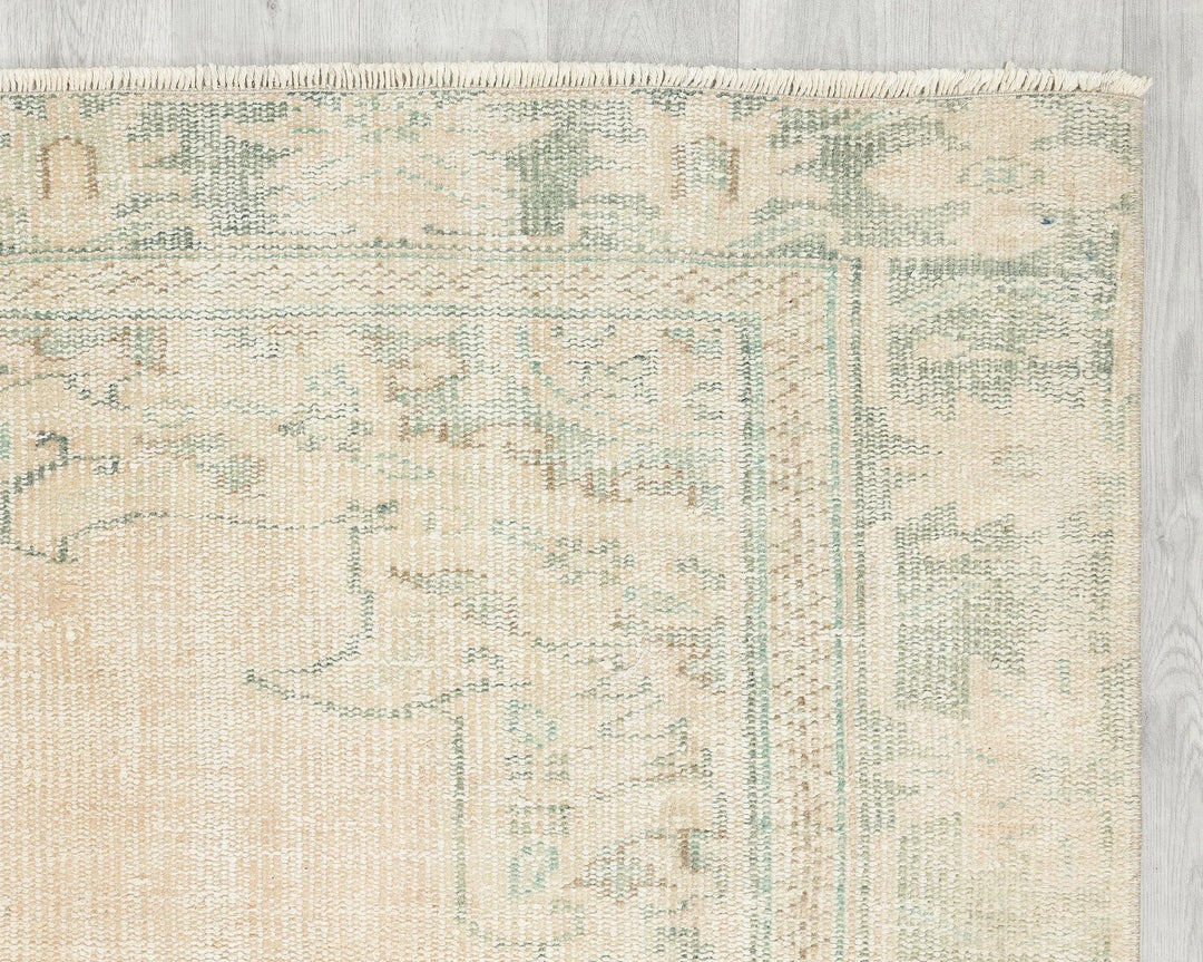 Beige Turkish Oushak Rug 5' 11" x 8' 10" Hand-Knotted | No. VR40196