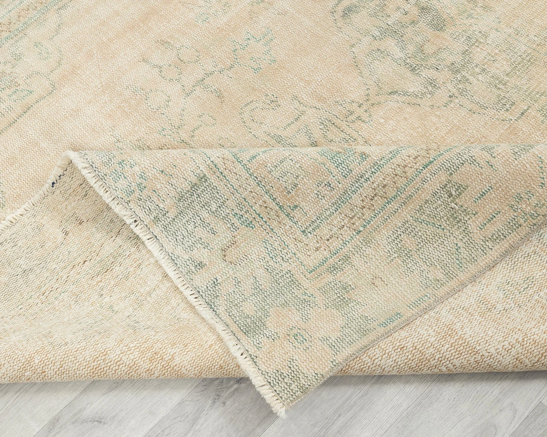 Beige Turkish Oushak Rug 5' 11" x 8' 10" Hand-Knotted | No. VR40196