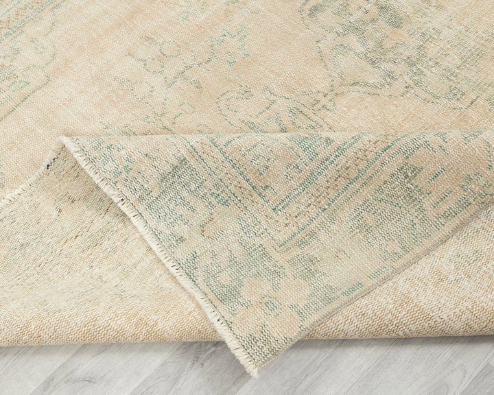 Beige Turkish Oushak Rug 5' 11" x 8' 10" Hand-Knotted | No. VR40196