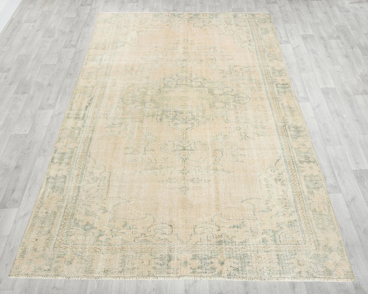 Beige Turkish Oushak Rug 5' 11" x 8' 10" Hand-Knotted | No. VR40196