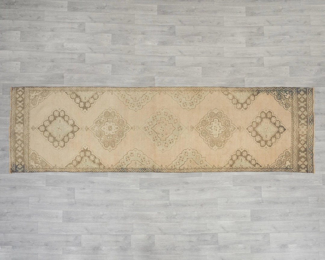 Beige Turkish Oushak Rug 3' 1" x 10' 10" Hand-Knotted view 9