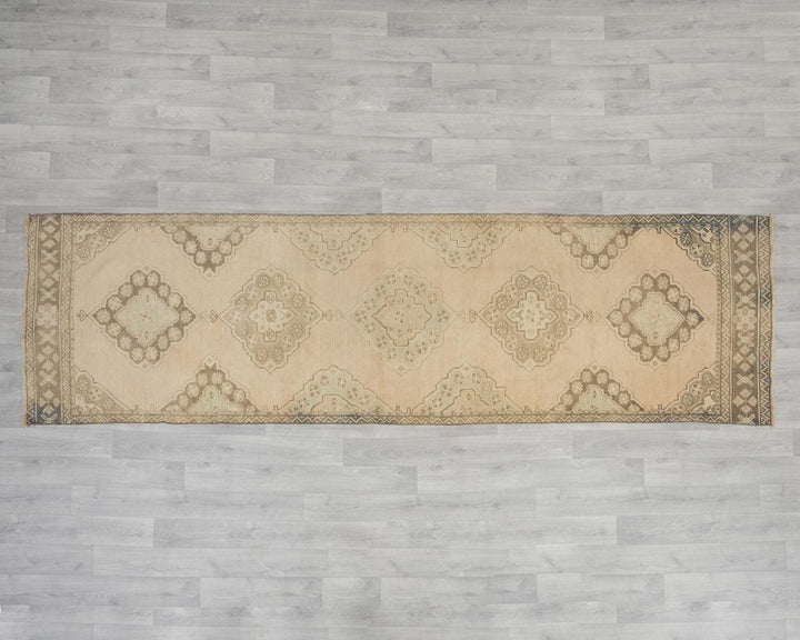 Beige Turkish Oushak Rug 3' 1" x 10' 10" Hand-Knotted view 9