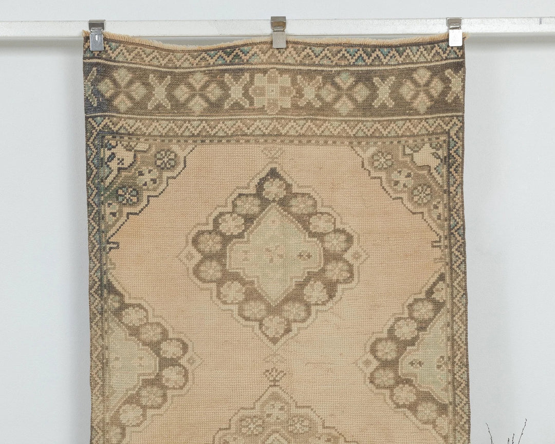 Beige Turkish Oushak Rug 3' 1" x 10' 10" Hand-Knotted view