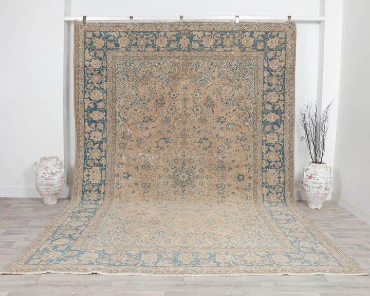 Beige Turkish Oushak Rug 8' 6" x 12' Hand-Knotted | No. VR40326