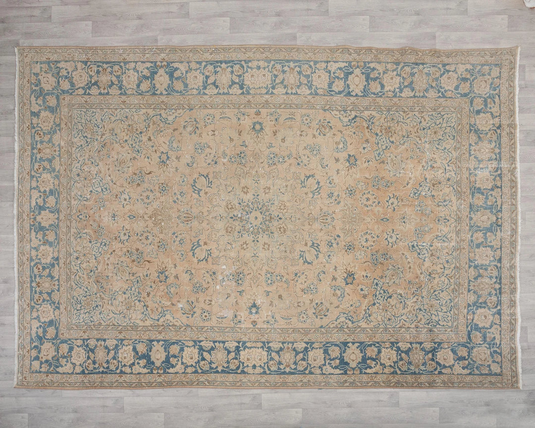 Beige Turkish Oushak Rug 8' 6" x 12' Hand-Knotted | No. VR40326