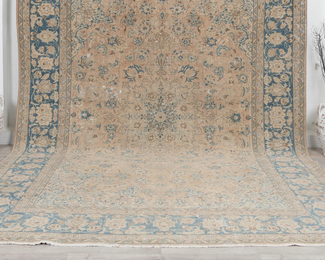 Beige Turkish Oushak Rug 8' 6" x 12' Hand-Knotted | No. VR40326