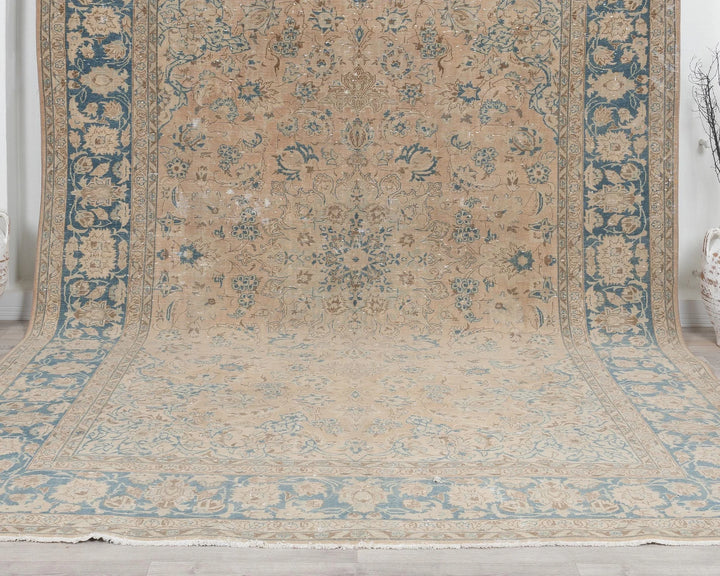 Beige Turkish Oushak Rug 8' 6" x 12' Hand-Knotted | No. VR40326