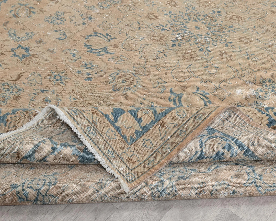 Beige Turkish Oushak Rug 8' 6" x 12' Hand-Knotted | No. VR40326