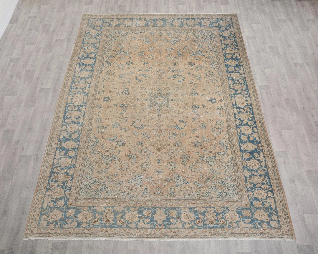 Beige Turkish Oushak Rug 8' 6" x 12' Hand-Knotted | No. VR40326