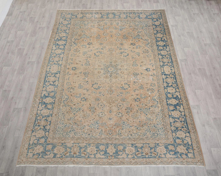Beige Turkish Oushak Rug 8' 6" x 12' Hand-Knotted | No. VR40326
