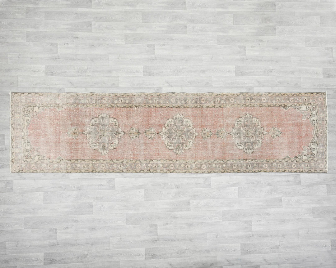 Pink Turkish Oushak Rug 3' x 11' Hand-Knotted | No. VR40422