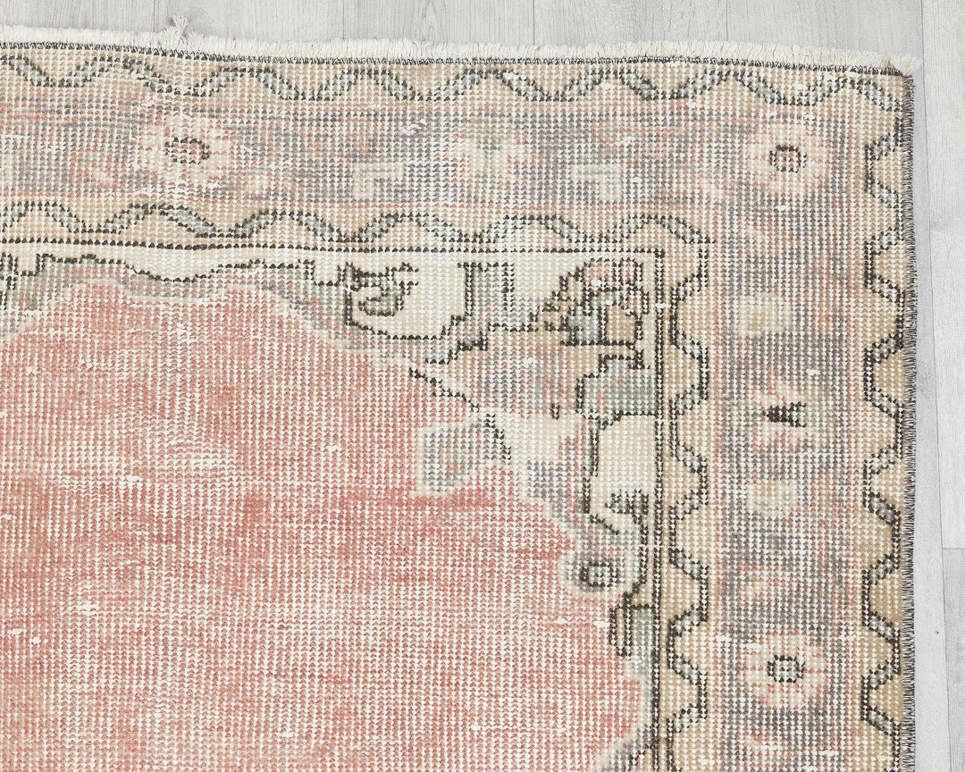 Pink Turkish Oushak Rug 3' x 11' Hand-Knotted | No. VR40422