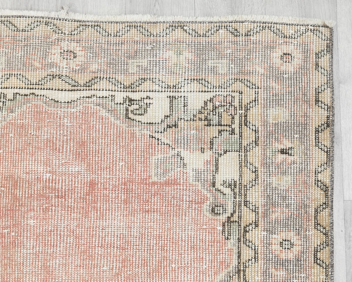 Pink Turkish Oushak Rug 3' x 11' Hand-Knotted | No. VR40422
