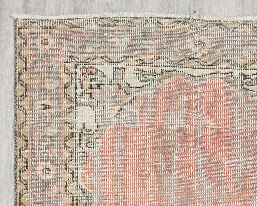Pink Turkish Oushak Rug 3' x 11' Hand-Knotted | No. VR40422