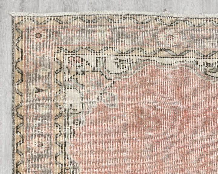 Pink Turkish Oushak Rug 3' x 11' Hand-Knotted | No. VR40422