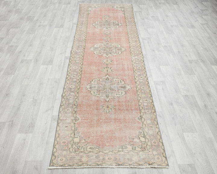 Pink Turkish Oushak Rug 3' x 11' Hand-Knotted | No. VR40422