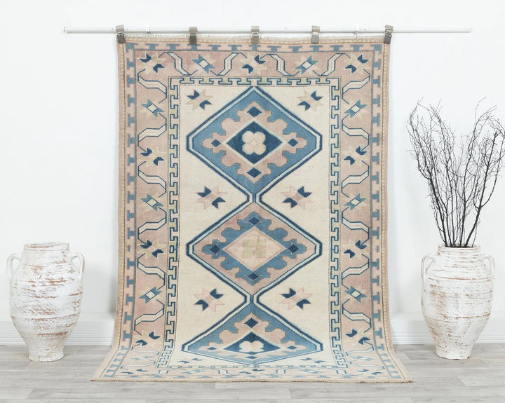Multicolor Turkish Oushak Rug 4' 4" x 6' 7" Hand-Knotted | No. VR40455
